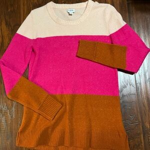 J. Crew Colorblock Sweater - Pink, Cream, and Brown